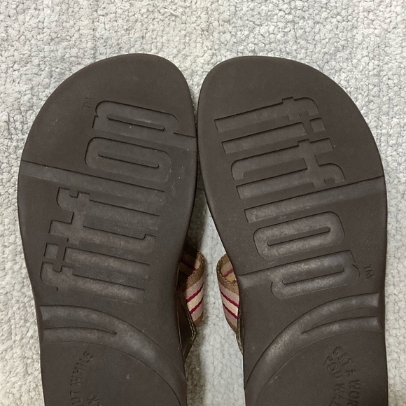 FITFLOP Oasis Brown Platform Wedge Thong Flip Flops Workout Walk Sandals - Sz 6 - Picture 10 of 13